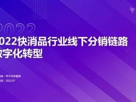 专业报告，2022快消品行业线下分销链路数字化转型！