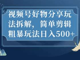 重金购买，视频号好物分享玩法拆解，简单剪辑粗暴玩法日入500！