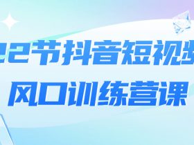 22节抖音短视频风口训练营课！